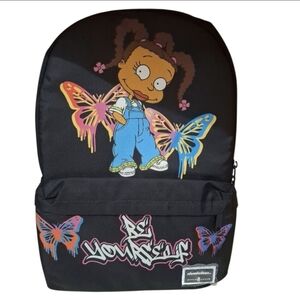 RARE The Rugrats Suzie x Space Junk 18" Floral "Be yourself" Graffiti Backpack